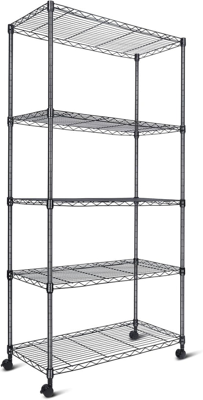 Whitmor 2-Wire Shelving Unit, Metal Storage Shelves, Stacking Shelf with Basket, Easy Assembly Home Organizer for Pantry, Kitchen, Garage, Plant