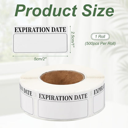 PATIKIL 500 Pcs Expired Date Label Stickers Roll, 2 x 1 Inch Removable Inventory Labels Adhesive Food Sticker Roll for Marking Organizing Inventory and Food Container, White and Black