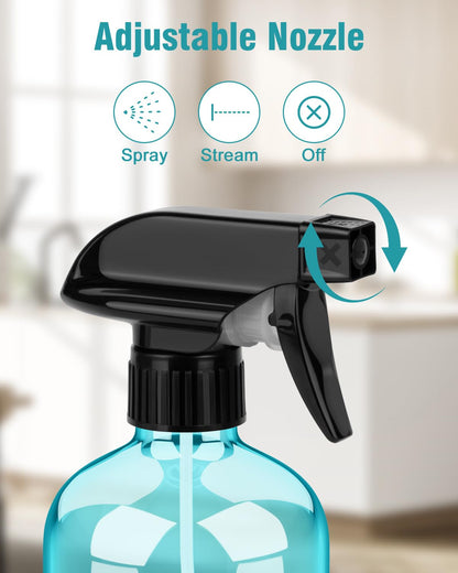Bontip Glass Spray Bottle 16 oz for Cleaning, Plants (2 Pack, Amber)