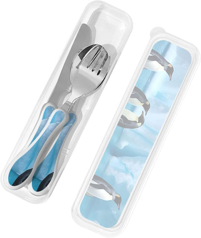 3-Piece Kids Silverware Set With Storage Case, Stainless Steel Reusable Children Safe Knife Spoon Fork Set Grim Reaper Children Flatware Set For Kids Lunch Box