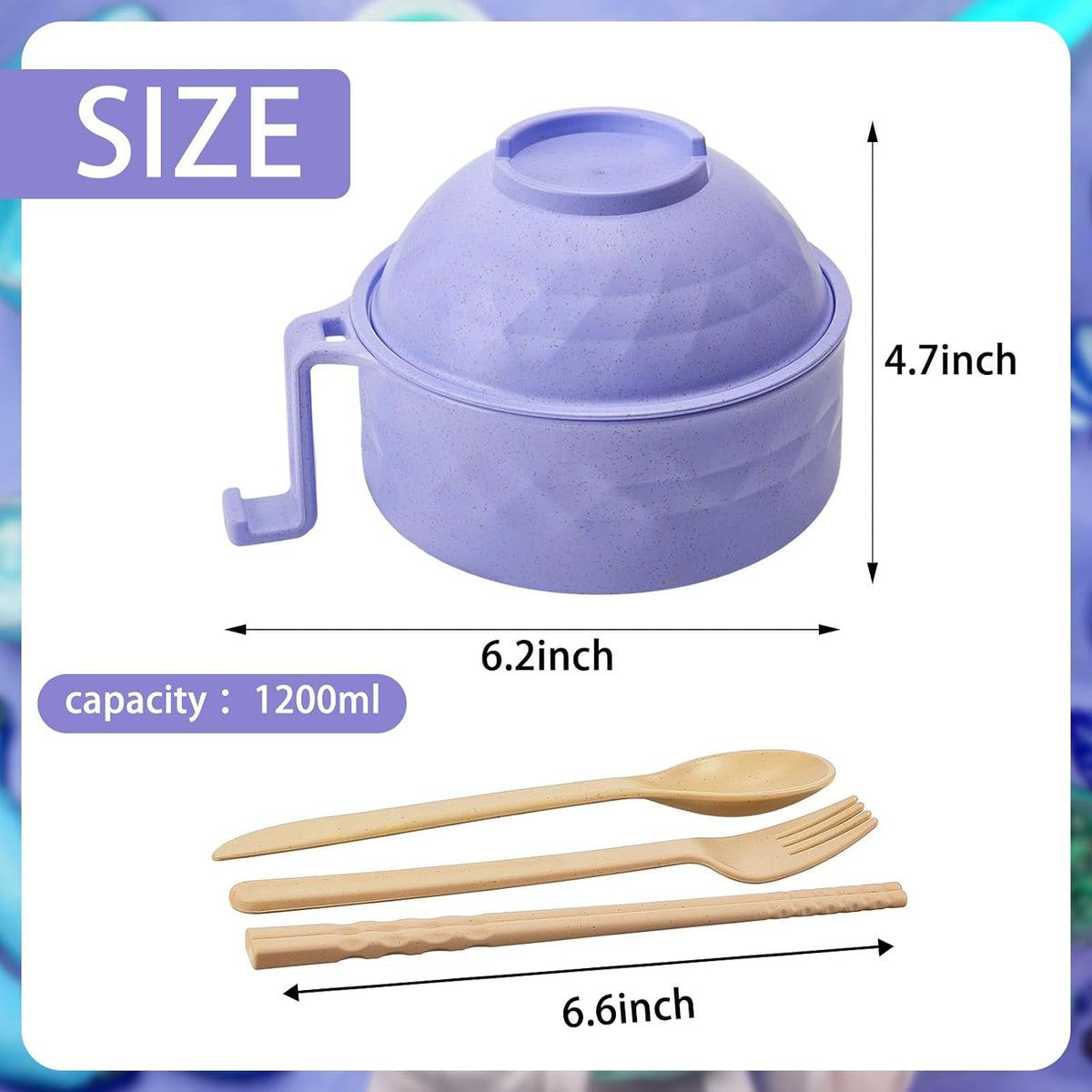 2 Sets 40 oz Microwave Ramen Bowl with Handles, Yellow,Orange