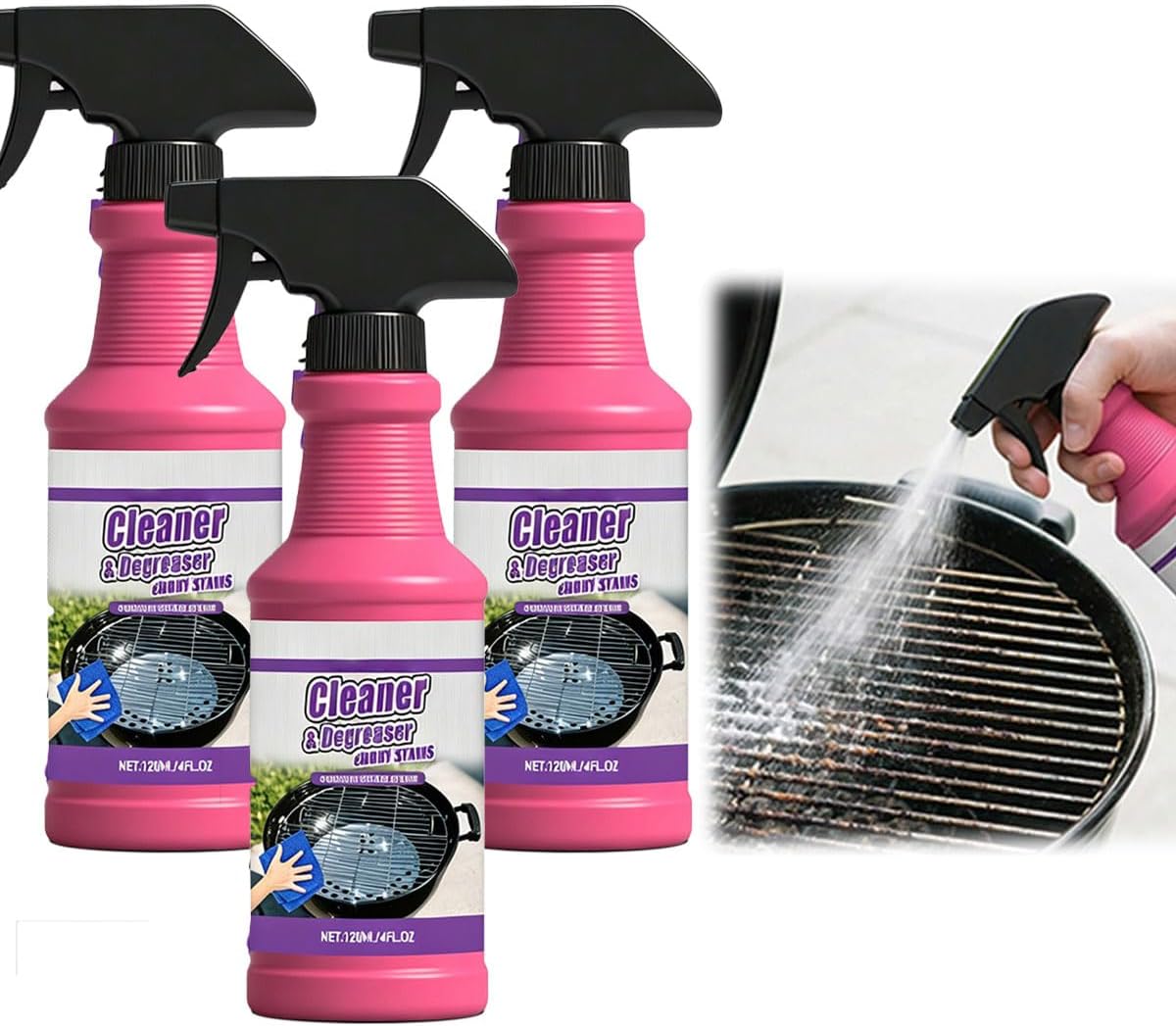 Fast-Acting Heavy-Duty Grill Degreaser Spray, 2026 New Heavy Duty Grill Grease Cleaning Spray, BBQ Grease Cleaner Spray