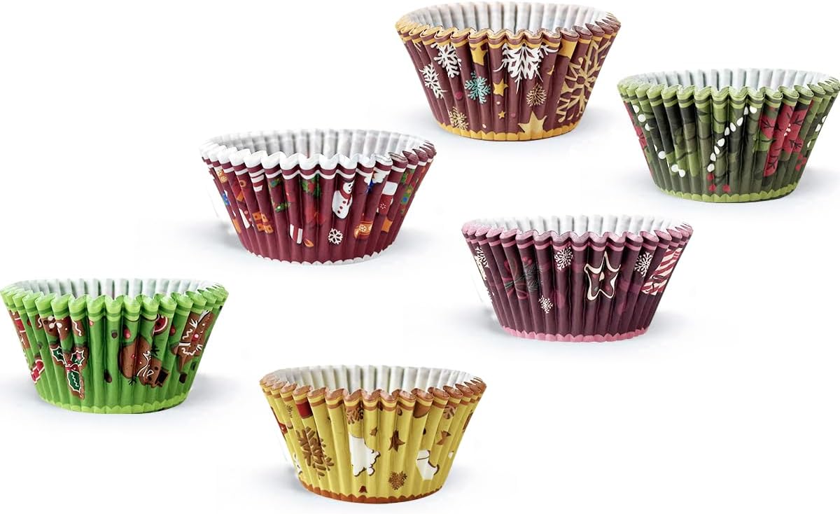 qiqee 300PCS Mini Gradient Cupcake Liners Cupcake Cups 6 Designs Blue Gradient Cupcake Papers Baking Cups Cupcake Wrappers (Small Size)