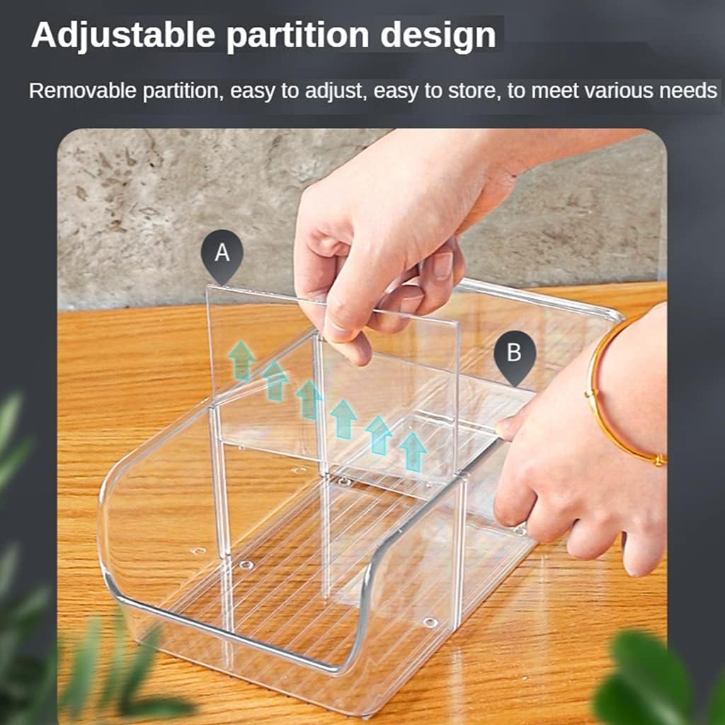 Clear Organizer Bins with Removable Dividers for Snacks Bag Sugar Packets Seasoning Packets Spice Packets Pouches
