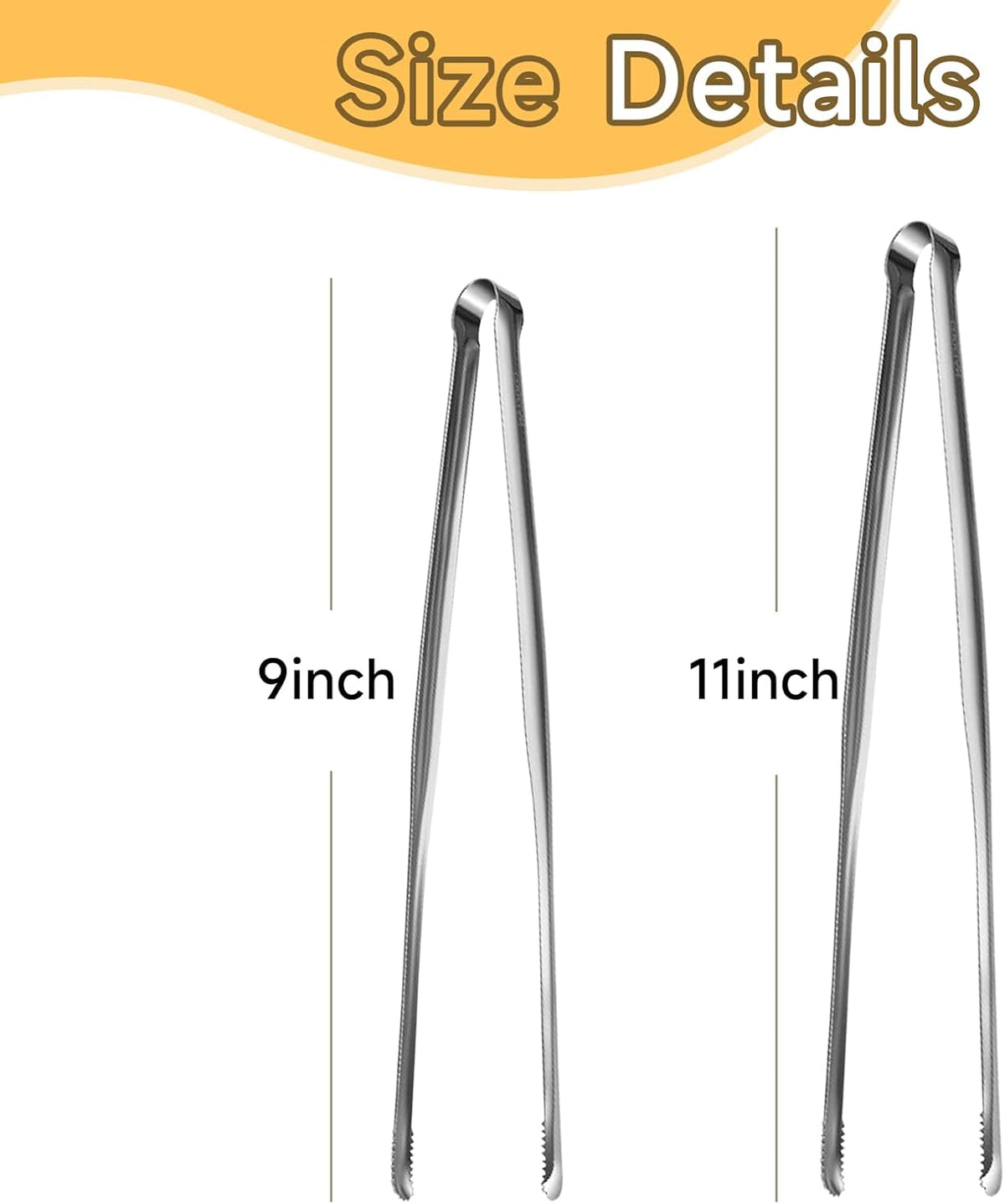 Precision Serrated Non-Slip Tips Cooking Tongs 2 pcs (9" &11"), Stainless Steel Kitchen Tweezer Tongs, Cooking Tweezers Stainless Steel for Grilling, Frying, and Oven