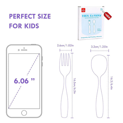 Lehoo Castle 6 Pieces Toddler Utensils, Kids Silverware for 2 3 4 Years Old, Stainless Steel Fork and Spoon Set with Plastic Handle, Safe Toddler Cutlery (Dinosaur)