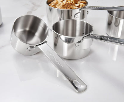 KEAWELL Premium 10-Piece 18/10 Stainless Steel Measuring Cups ans Spoons Set – Durable, Stackable, Dishwasher Safe – Nesting Design for Baking & Cooking (Silver, Measuring Cups & Spoons)