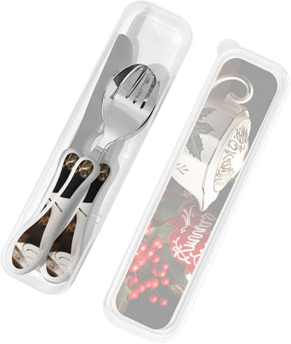 3-Piece Kids Silverware Set With Storage Case, Stainless Steel Reusable Children Safe Knife Spoon Fork Set Cartoon Cute Penguin Children Flatware Set For Kids Lunch Box