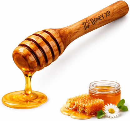 Premium Acacia Wood Honey Dipper Sticks Set of 2 – 6 Inch Food Grade Beeswax Polished Honey Wand Dispenser Server | Warp-Resistant Elegant Wooden Honey Drizzler for Jars Kitchen Use