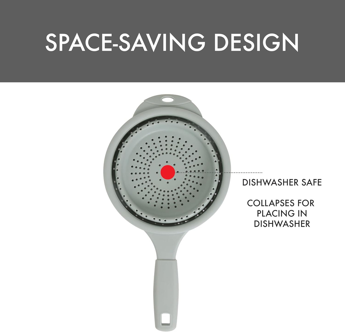 Dexas 10" Collapsible Silicone Colander in Cream, Kitchen Strainer with Handles, 15.1 Cup Capacity | BPA-Free, Heat-Resistant, Space-Saving Kitchen Tool