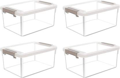 Citylife 6Packs 7.8Qt Plastic Storage Bins with Lids, Clear Organizer | Stackable totes Containers for Craft Supplies, Documents,Garage,Toys,Office and Classroom
