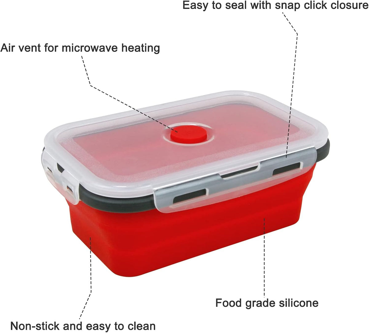 Guyuyii 4 Pack Space-Saving Collapsible Food Storage Containers with Lids | 12/17/27/40 oz Food-Grade Silicone Set for RV, Camping, Meal Prep, Small Kitchens - Microwave/Freezer/Dishwasher Safe