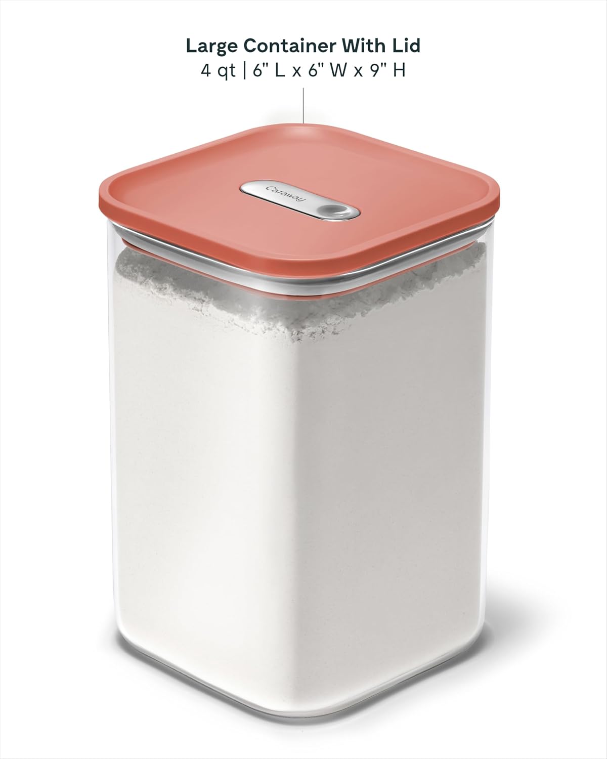 Caraway 4qt Glass Airtight Food Storage Container with Lid – Non-Toxic, BPA-Free Kitchen Storage Container – Stackable, Space-Saving Airtight Container for Dry Goods and More - Mist