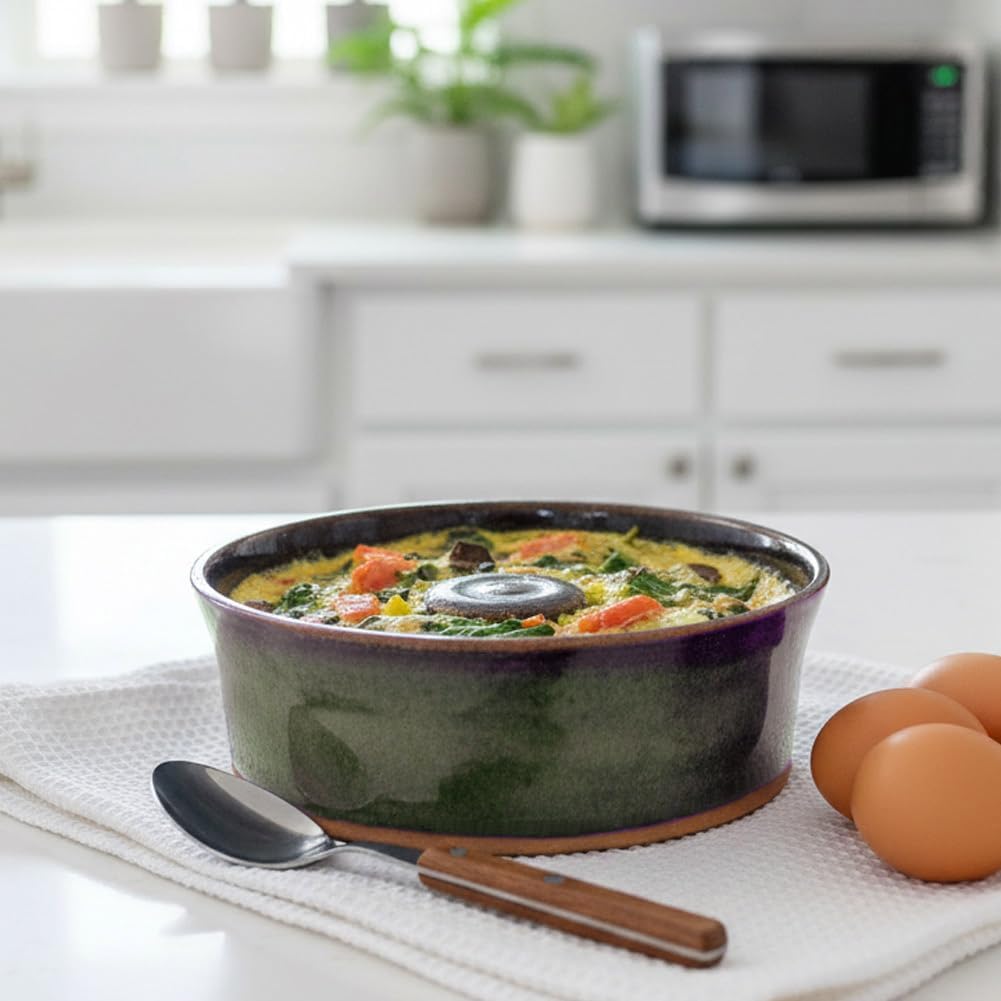 American Made Stoneware Pottery Microwave Omelette Egg Cooker (Double Size)