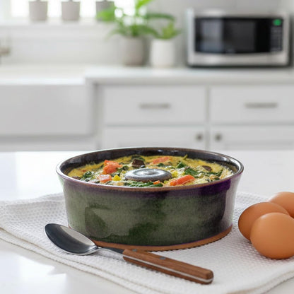 American Made Stoneware Pottery Microwave Omelette Egg Cooker (Double Size)