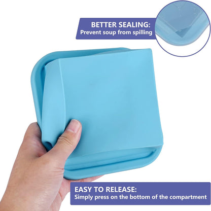 2 Cup Silicone Freezer Trays with Lid 4 Pack Silicone Freezer Molds soup freezer containers Make 4 Perfect Soups, Broths, Stews, Sauces, Curries