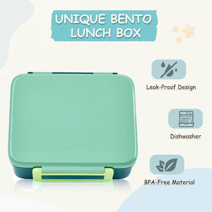 Bento Lunch Box for Kids with 8oz Soup Thermo Leak-Proof Lunch Food Containers with Snack Sauce Container for Kid Girls Boys to School (Pink Mermaid)