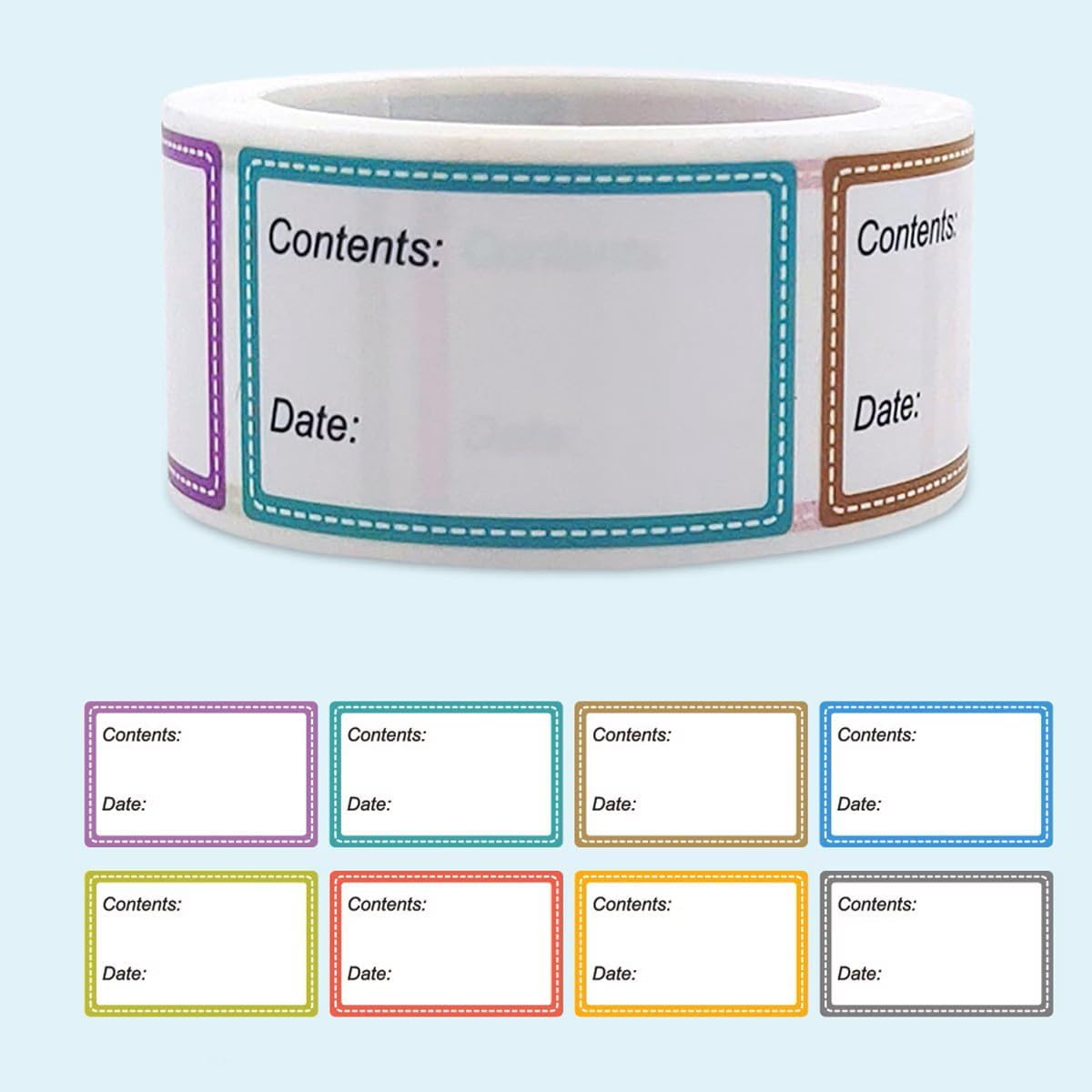 100-Pack Removable Freezer Labels, Waterproof Food Storage Stickers for Date & Contents Marking - Colors B