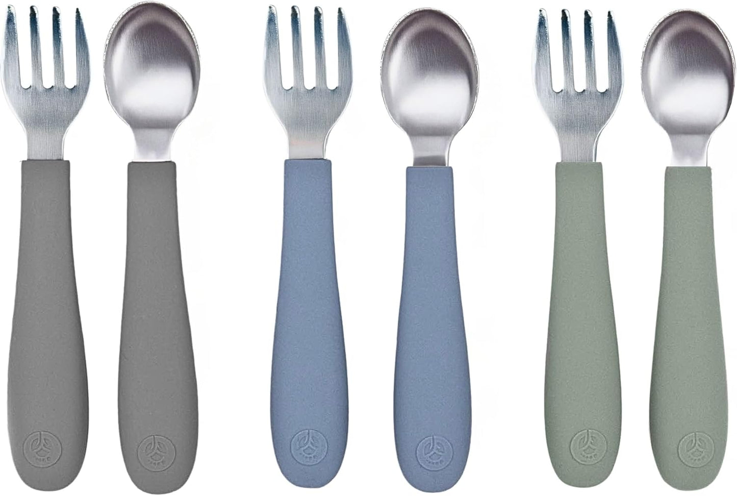 Kids Stainless Steel Utensils Set - Premium 18/8 Grade Silverware Kit - 2 Spoons, 2 Forks, and 2 Knives for Ages 4-7 - Silicone Easy-Grip Handles - Children Flatware Cutlery (Matte - Pink, Off White)