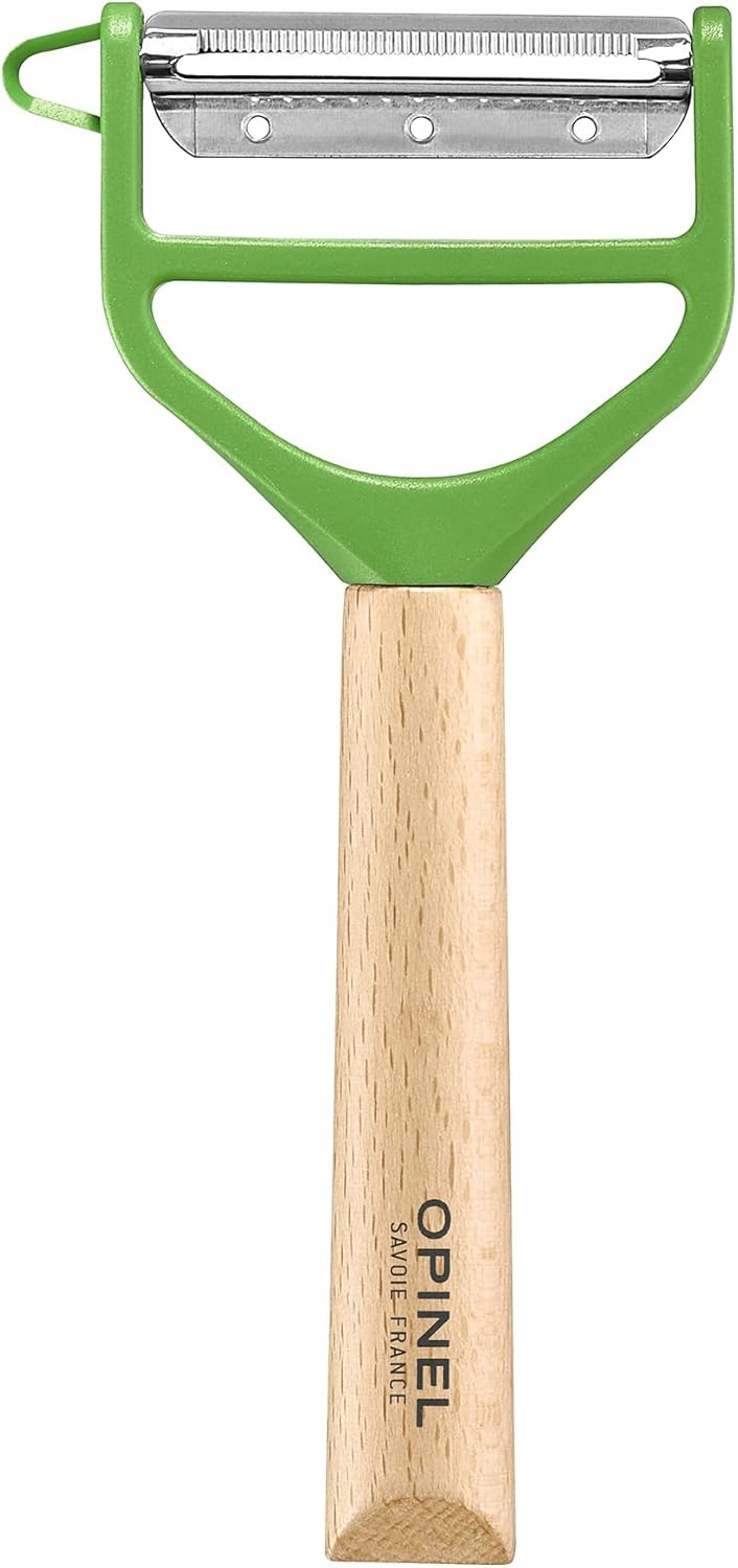 Opinel T-Duo 254621 Wooden Peeler in Red for Peeling Vegetables and Preparing Juliennes One Size