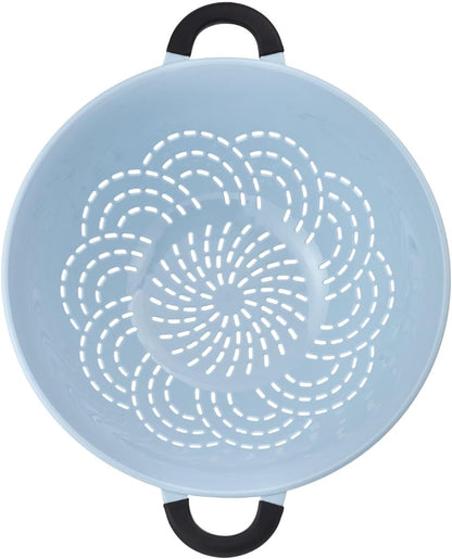 5 Qt Colander,Slate Blue Plastic with Soft Grip Handles&Raised Feet,Durable