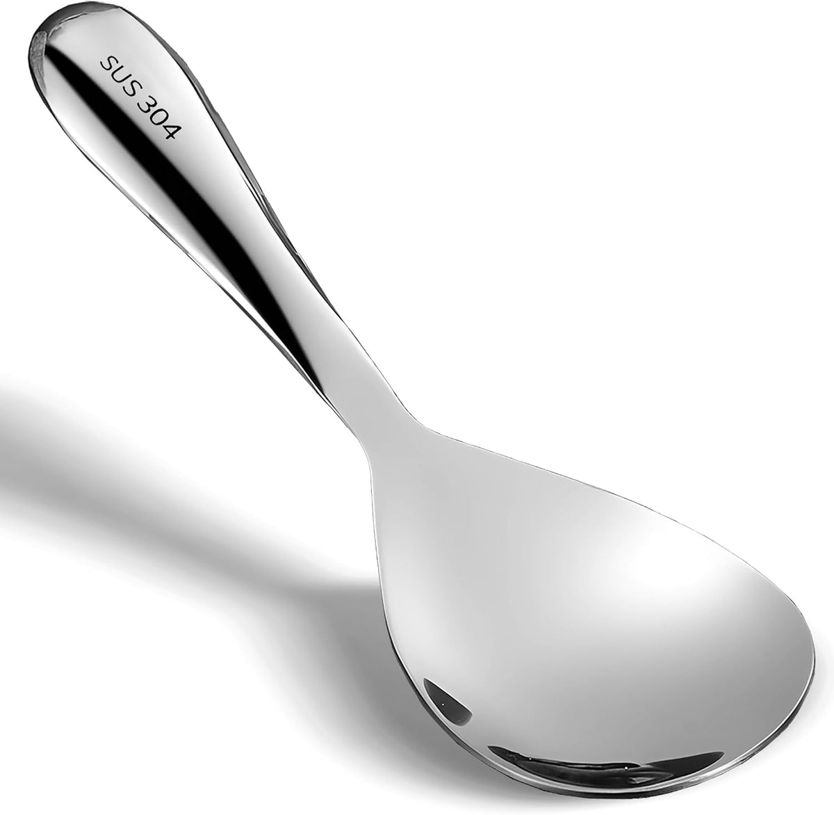 Comicfs Rice Paddle Spoon 304 Stainless Steel Thickened Rice Spoon Rice Spatula Non Stick Rice Scooper for Rice Mashed Potato Salads, Apply for Kitchen Home Restaurant Hotel Serving (Bright)