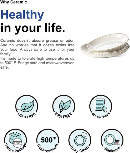 LE TAUCI Ceramic Serving Bowls Set of 2, Large Serving Dishes for Entertaining, 11.8 & 13.7 Inch Oval Serving platter, Salad Fruit Bowl, Pasta Bowls, Microwave & Dishwasher Safe - Arctic White
