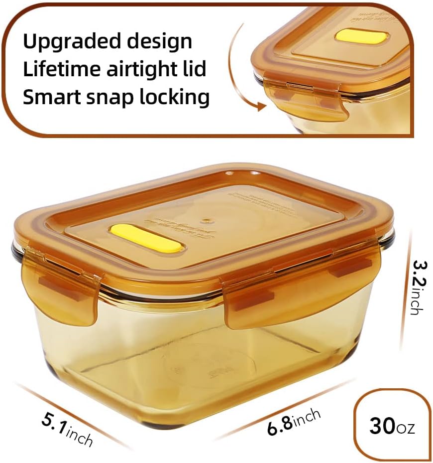 DAS TRUST 10 Pack Glass Meal Prep Containers Meal Prep Bowls Food Storage Containers Glass Food Prep Containers with Lids Lunch Container for Adults Lunch Box Bento Boxes