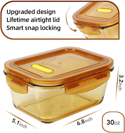 DAS TRUST 10 Pack Glass Meal Prep Containers Meal Prep Bowls Food Storage Containers Glass Food Prep Containers with Lids Lunch Container for Adults Lunch Box Bento Boxes