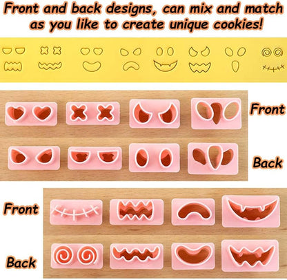 Mini Pumpkin Cookie Cutters, DIY 3d Halloween Raised Design Cookie Stamps