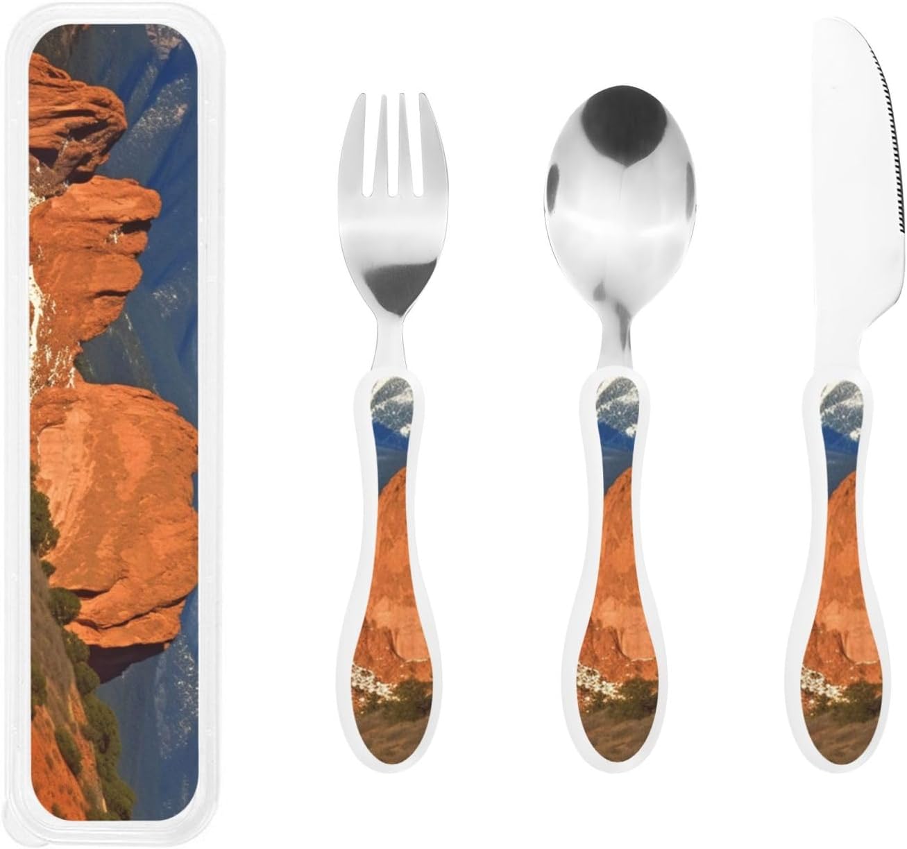 3-Piece Kids Silverware Set With Storage Case, Stainless Steel Reusable Children Safe Knife Spoon Fork Set Ocean Sea Animal Shark Children Flatware Set For Kids Lunch Box
