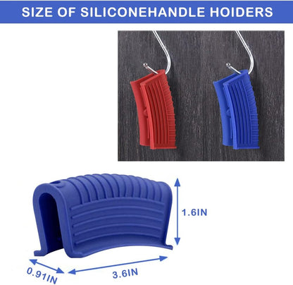 3 Pack Silicone Cast Iron Skillet Handle Cover - Heat Resistant Pot Handle Sleeve Grip for Frying Pans, Griddles, Dutch Ovens & Baking Sheets (Red)