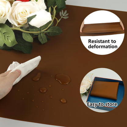 Extra Large Silicone Table Mat, Silicone Mat for Crafts Kids Dinner Placemat Desk Countertop Waterproof Protector Mats, Heat Insulation Kitchen Pastry Mat Rolling Dough Pad (Coffee, 23.6''x15.7'') - Colors A