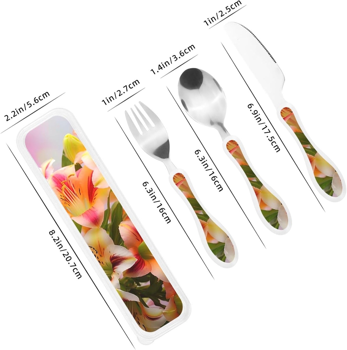 3-Piece Kids Silverware Set With Storage Case, Stainless Steel Reusable Children Safe Knife Spoon Fork Set Blue Active Girl Running Sunset Children Flatware Set For Kids Lunch Box - Colors A