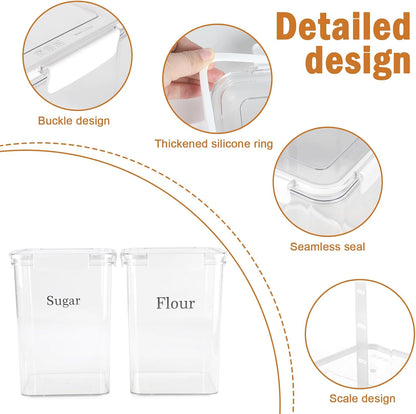 Set of 2 Large Food Storage Jars 4L - Airtight Containers with Lids, White with Free Spoon - Kitchen Canisters for Sugar,Flour,Coffee,Pantry Organization-S