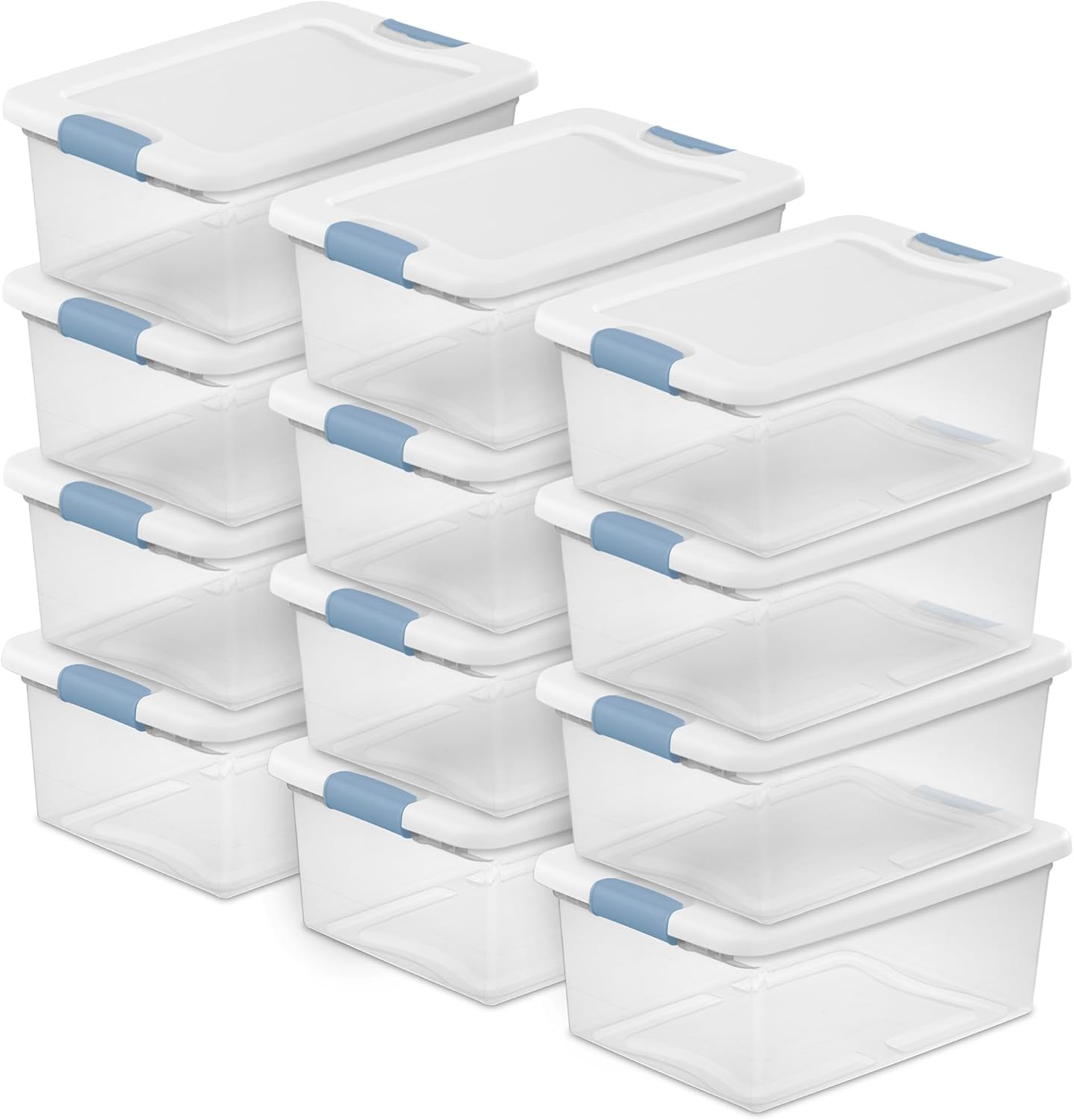 Sterilite 6-Pack Latching Box, Under Bed Storage Bins with Lids, Clear Plastic, 25 Quart - Heavy-Duty Organizing Containers for Closet, Bathroom, and Office