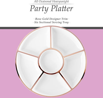 Plasticpro 6 Sectional Round Plastic Serving Tray/Platter (4, Clear)