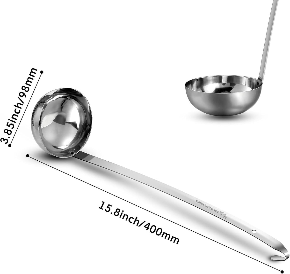 meekoo Stainless Steel Ladles Soup with Long Handle, 6oz