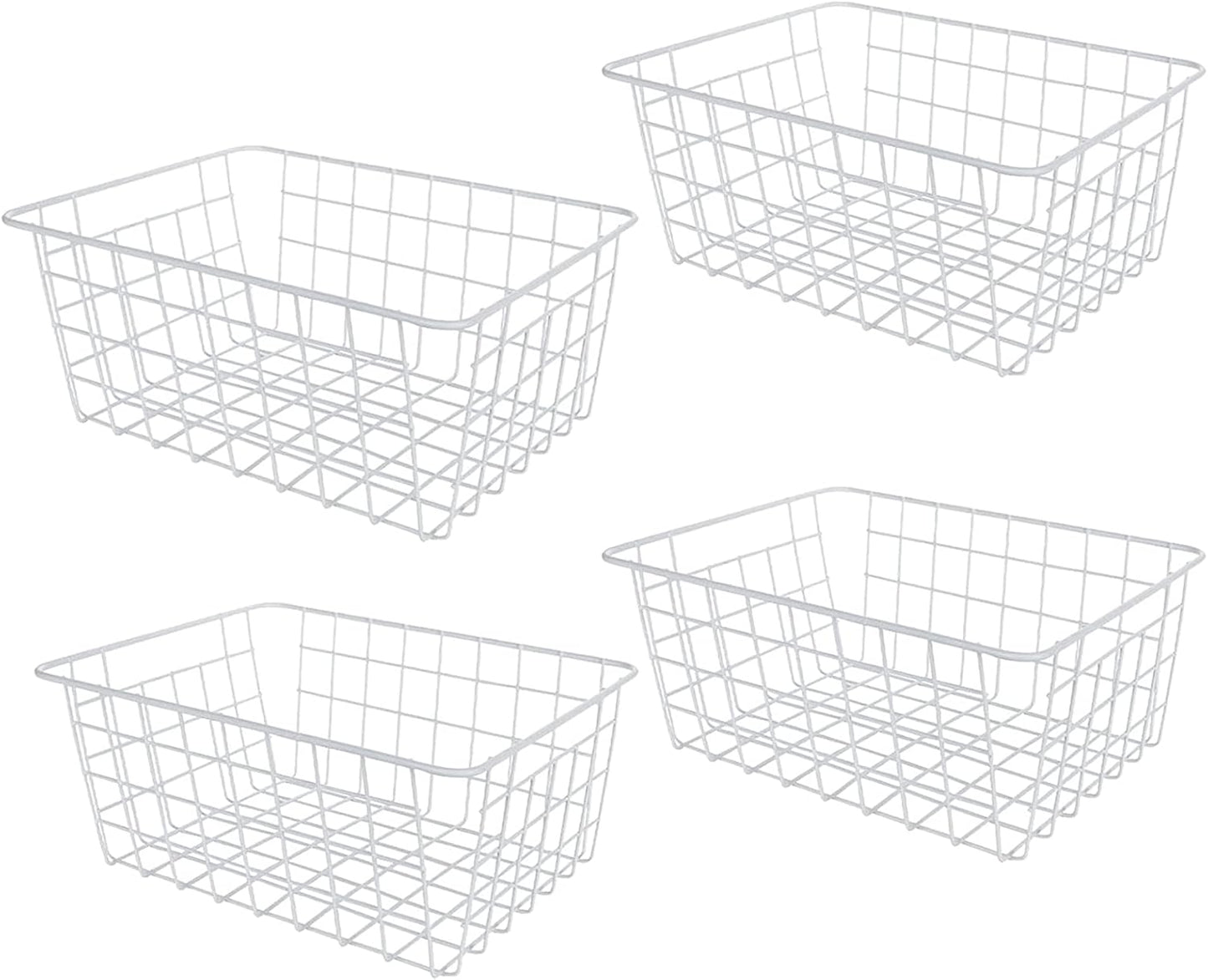 4 Pack Deep Freezer Organizer Bins Stackable Wire Basket for Organizing Metal Wire Storage Baskets for Pantry, Freezer Baskets for Chest Freezer, Upright Freezer