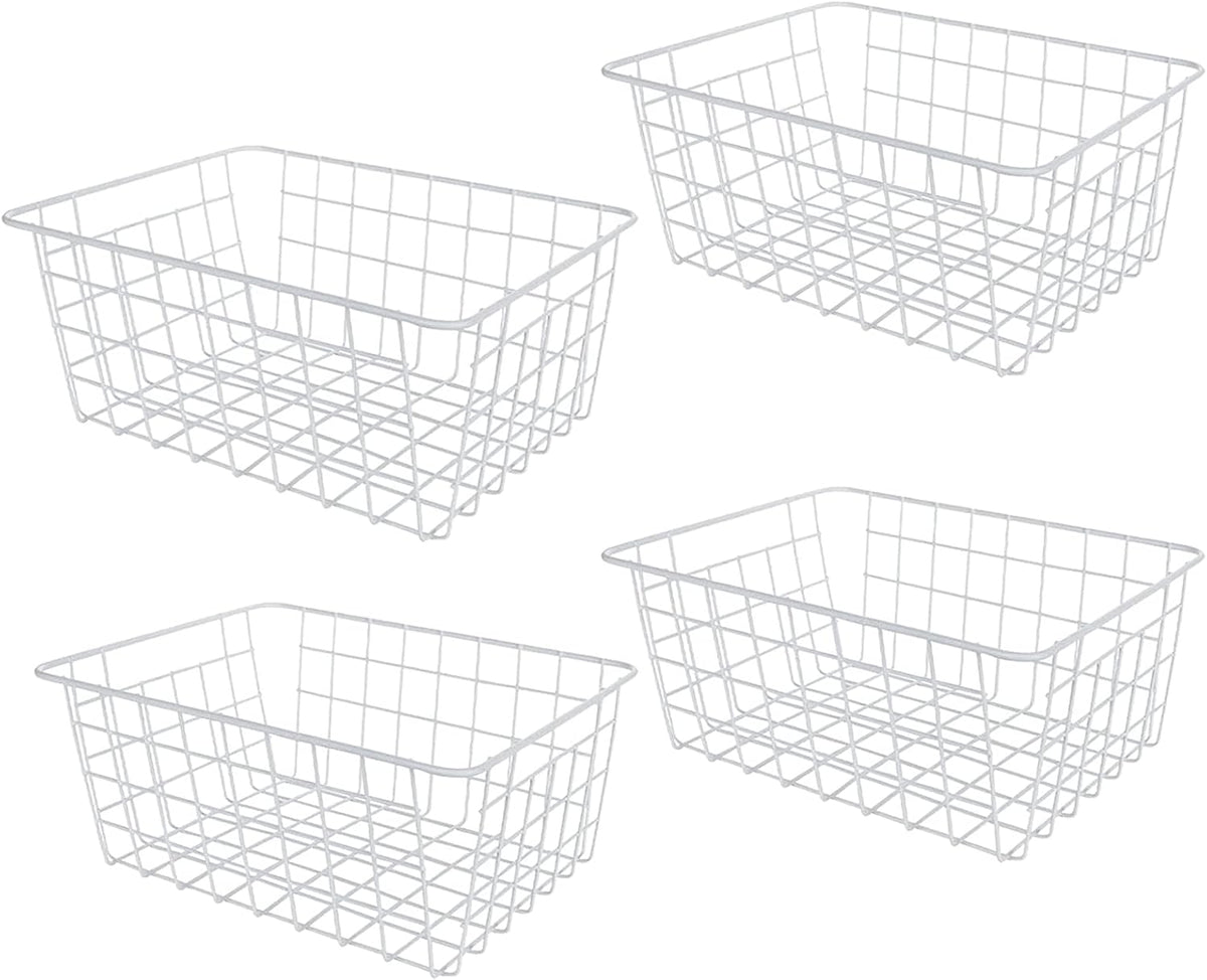 4 Pack Deep Freezer Organizer Bins Stackable Wire Basket for Organizing Metal Wire Storage Baskets for Pantry, Freezer Baskets for Chest Freezer, Upright Freezer