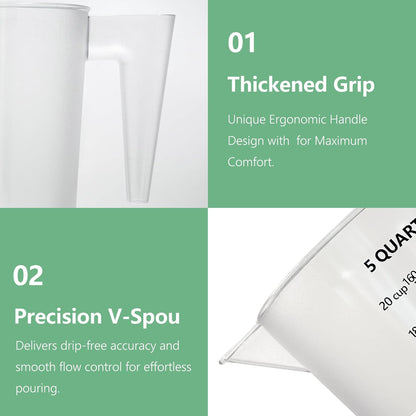 Plastic Measuring Cup with Handle, Pool Chemical Measuring Cup, Plastic Measuring Pitcher for Liquid Mixing, Pouring, Lawn Care, Pet Food, Motor Oil, Laboratory and More (32, Fluid Ounces, 1000ml)