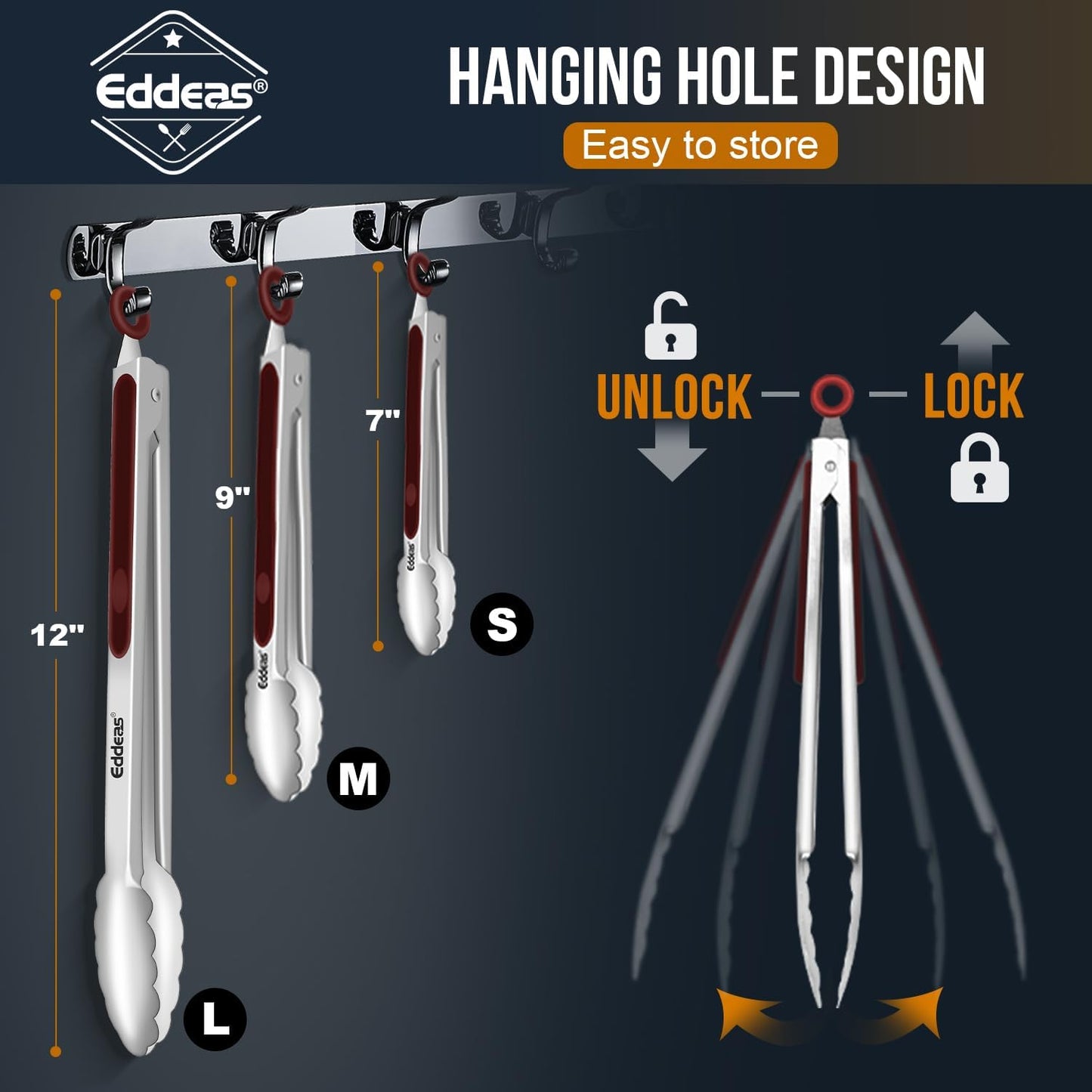 Eddeas Kitchen Tweezers Tongs, Cooking Tweezers Stainless Steel - 3 Size 12'' 10'' & 8 inch Ideal for Meat, pasta, plating and pinching delicate small pieces of food, Set of 3