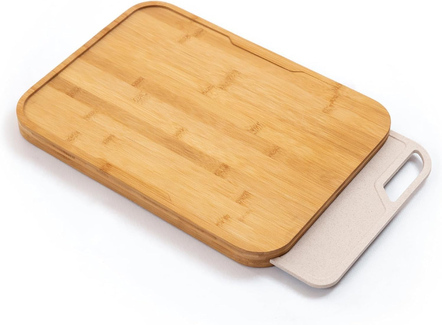 KitchenEdge Premium Acacia Cutting Board with Nesting Rice Fiber Chopping Board for Cooking Prep, 2 Piece Kitchen Set, Non-Slip Feet with Juice Groove, Heavy Duty, Pre Oiled, 17” x 12.5”