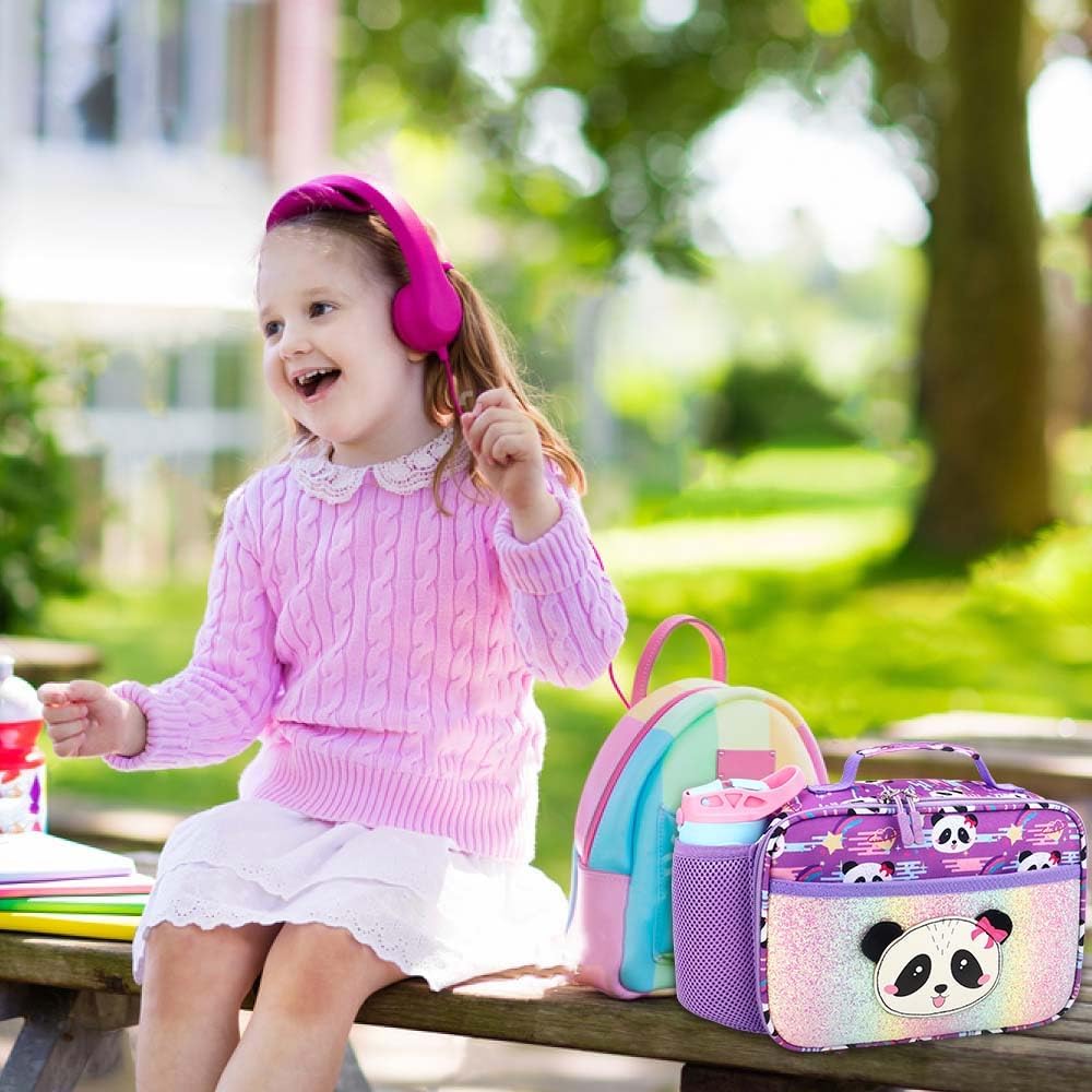 RHCPFOVR Kids Lunch Bag - Insulated Lunch Box for Boys Girls,Washable Lunch Bag and Reusable Toddler Leak-proof Lunchbox for School and Daycare - Colors A
