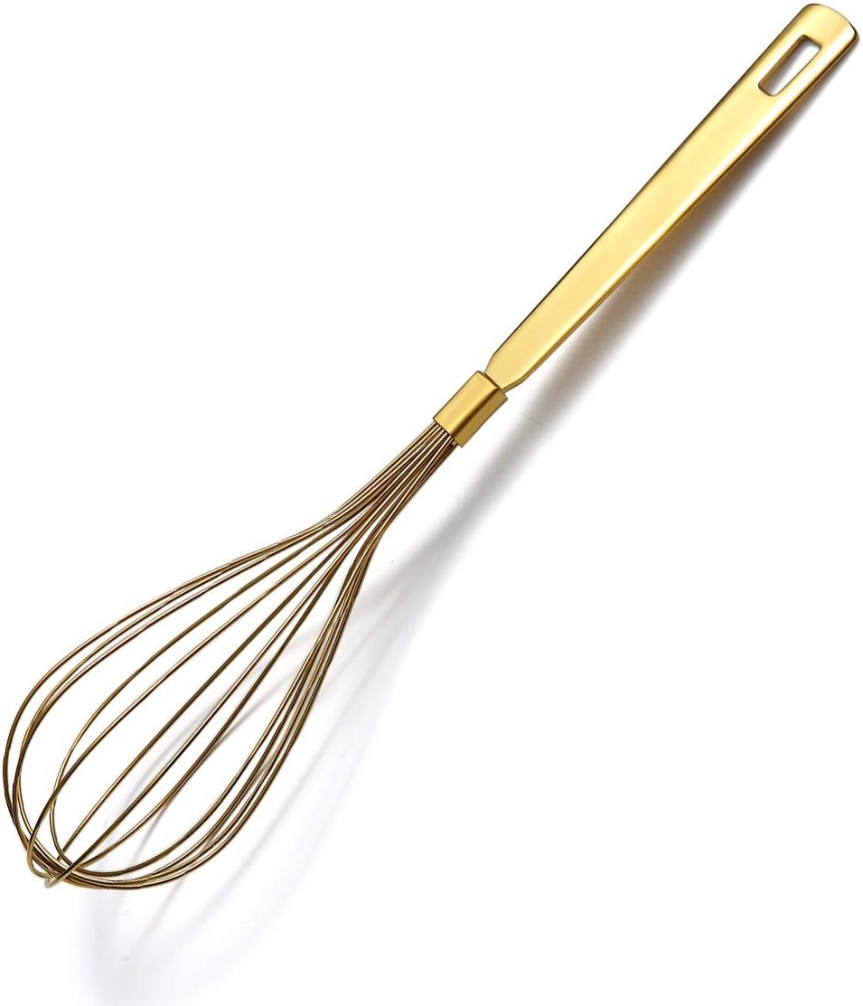 Gold Ladle, Berglander Stainless Steel Kitchen Ladle With Titainium Gold Plating, Soup Ladle, Cooking Ladle, Metal Soup Spoon For Cooking, Dishwasher Safe, Easy to Clean