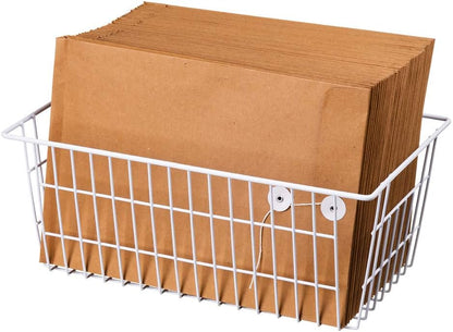SANNO Freezer Baskets for Storage Pantry Large Metal Wire Food Storage Organizer Bin Basket with Handles - for Kitchen Cabinets, Pantry, Bathroom, Laundry Room, Closets, Garage - Chrome，2 pack