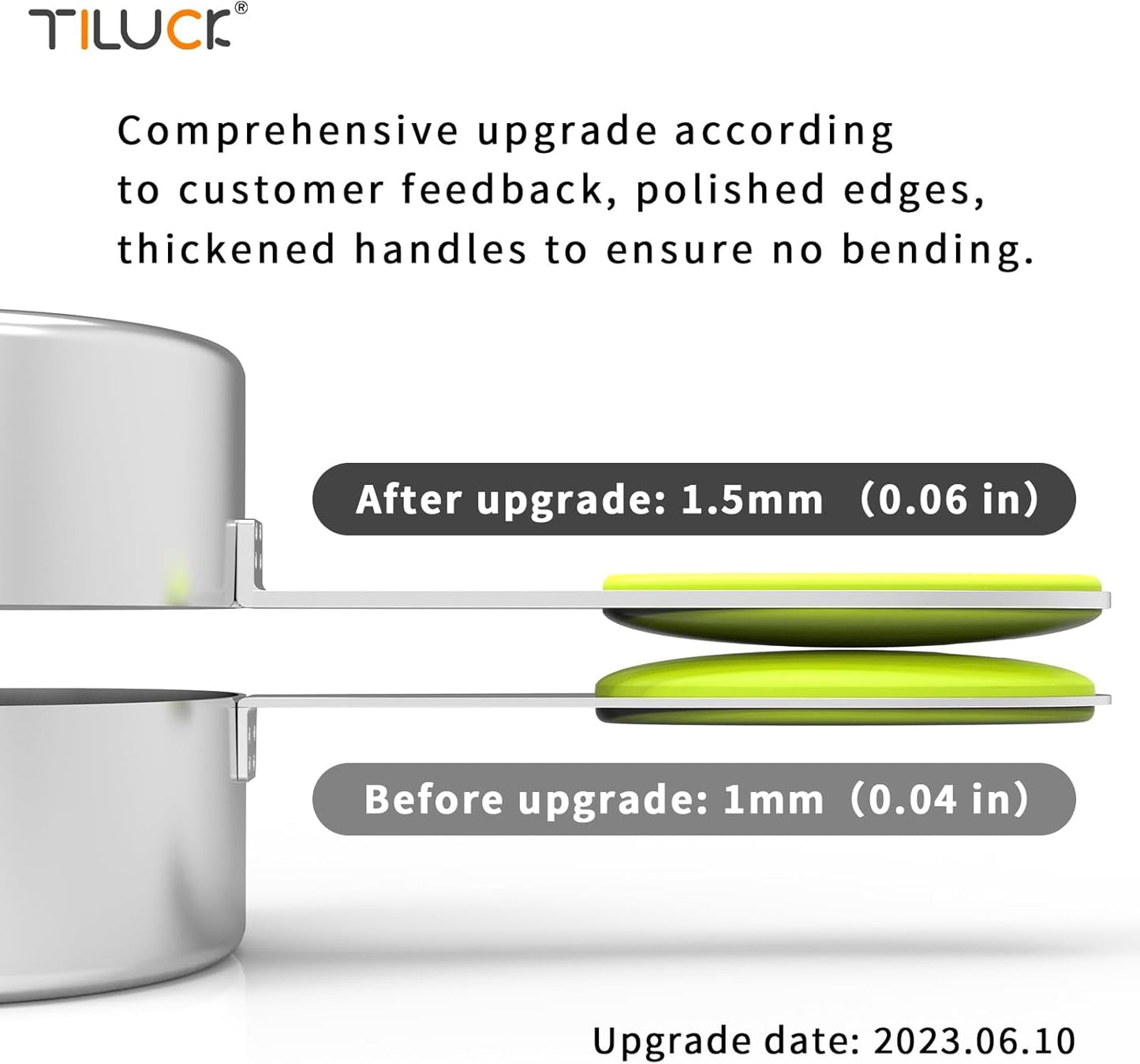 TILUCK Nesting Measuring Cups and Spoons Set, Stainless Steel with Soft Silicone Handle – Heavy Duty & Dishwasher Safe for Measuring Dry/Liquid Ingredients, Ideal for Cooking & Baking (10)