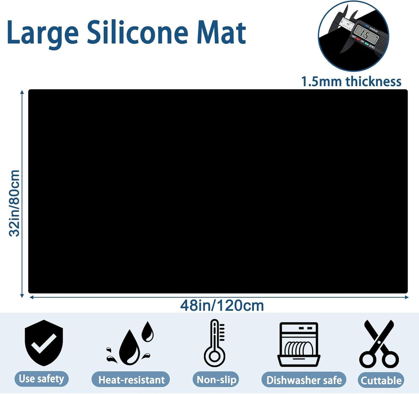78.7"x23.6" Large Silicone Mat for Kitchen Counter, Heat Resistant Non-Slip Countertop Protector, Waterproof Silicone Craft Mat for Kitchen Island, Semitransparent