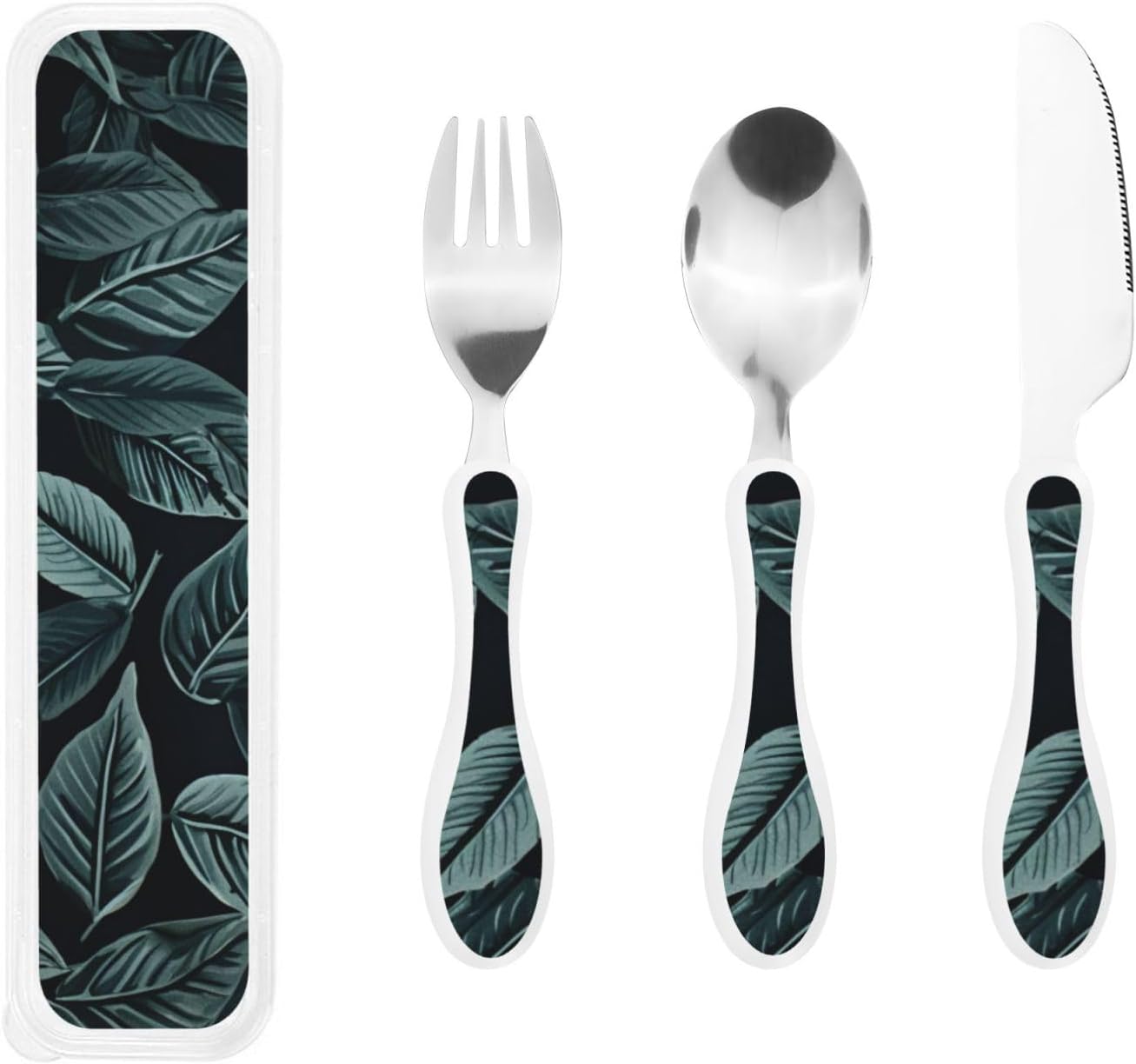 3-Piece Kids Silverware Set With Storage Case, Stainless Steel Reusable Children Safe Knife Spoon Fork Set African Animals Children Flatware Set For Kids Lunch Box
