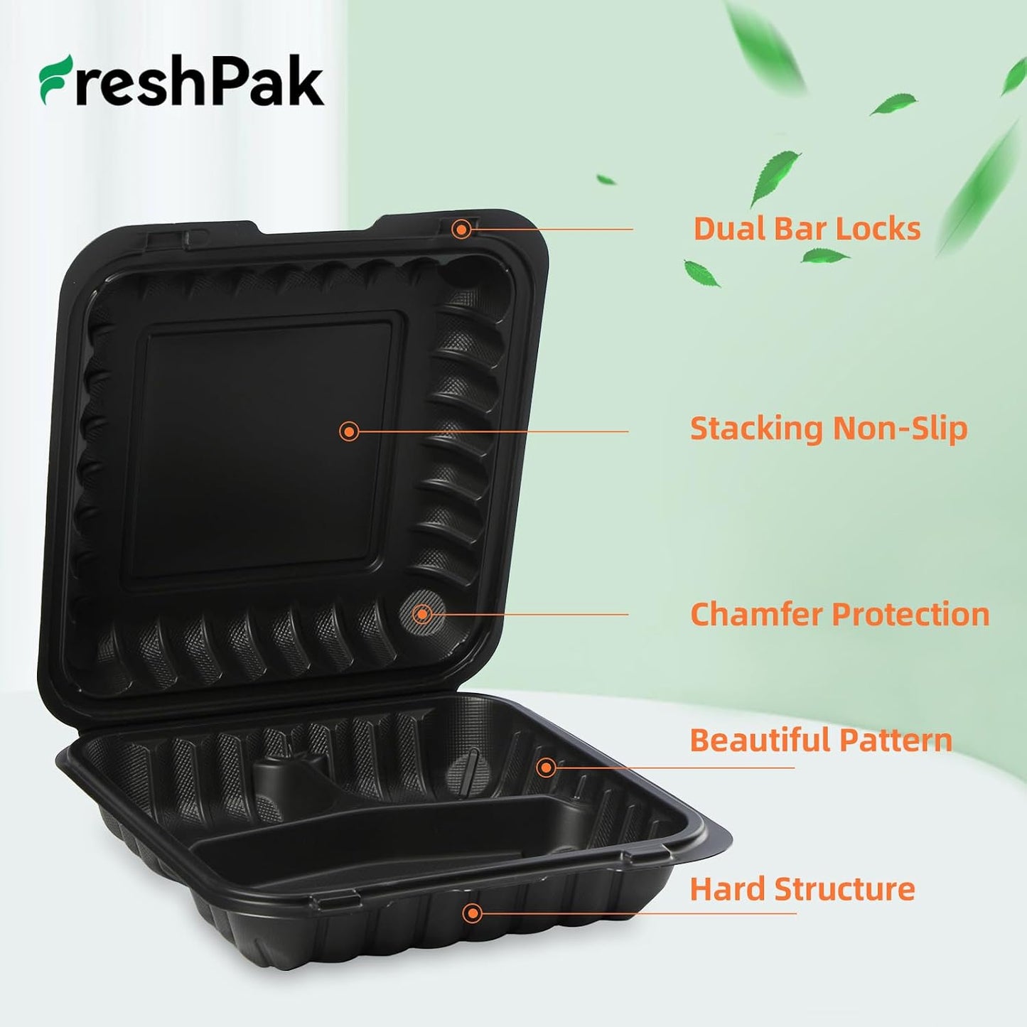 Meal Prep Container Reusable 40 Pack 34oz - Shrink Wrap Leakproof | Portion Control Leftover Plastic Food Containers with Lid | BPA Free Freezer & Microwave Safe | 4 Compartment Takeout Boxes